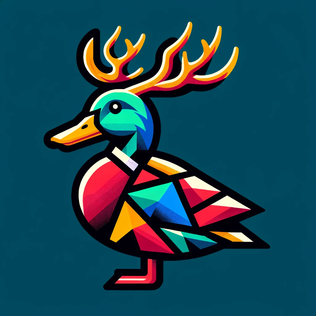 Image of duck with elk antlers generated by DALL-E 3